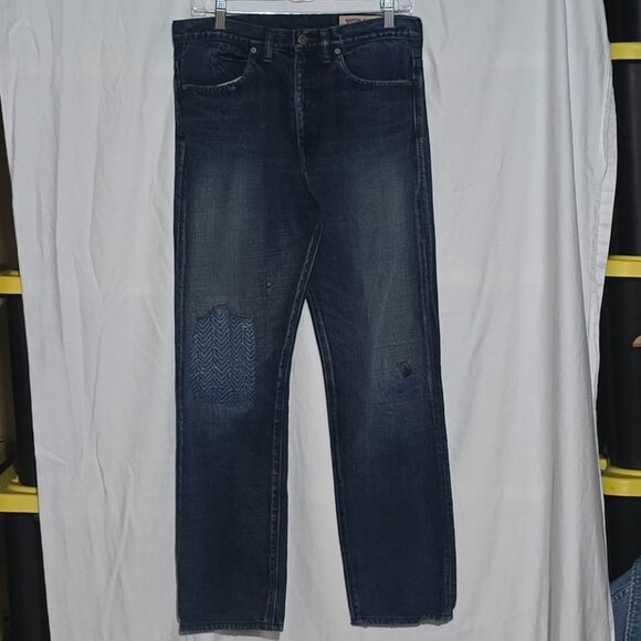 KAPITAL Inc. Made in Japan Distressed Patchwork Jeans - Blue - Sz 34* - Picture 1 of 9